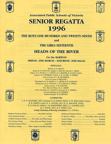1996 regatta program cover